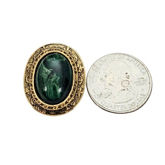 1928 Brand Gold Tone Green Oval Lucite Clip On Earrings - Picture 10 of 13